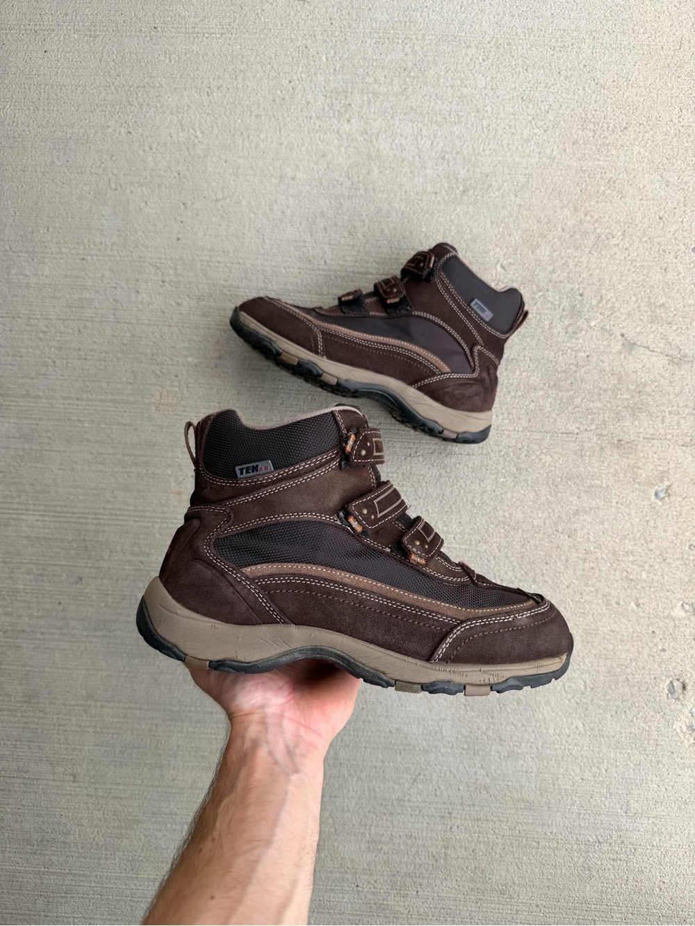 LL Bean TEK 2.5 Brown Leather Suede Hook & Loop Hiking Boots 258266 Men’s Size 9